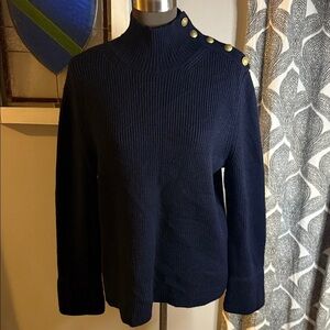 Valentino Red 100% Virgin Wool Rib Knit Mock Neck Sweater SZ Large